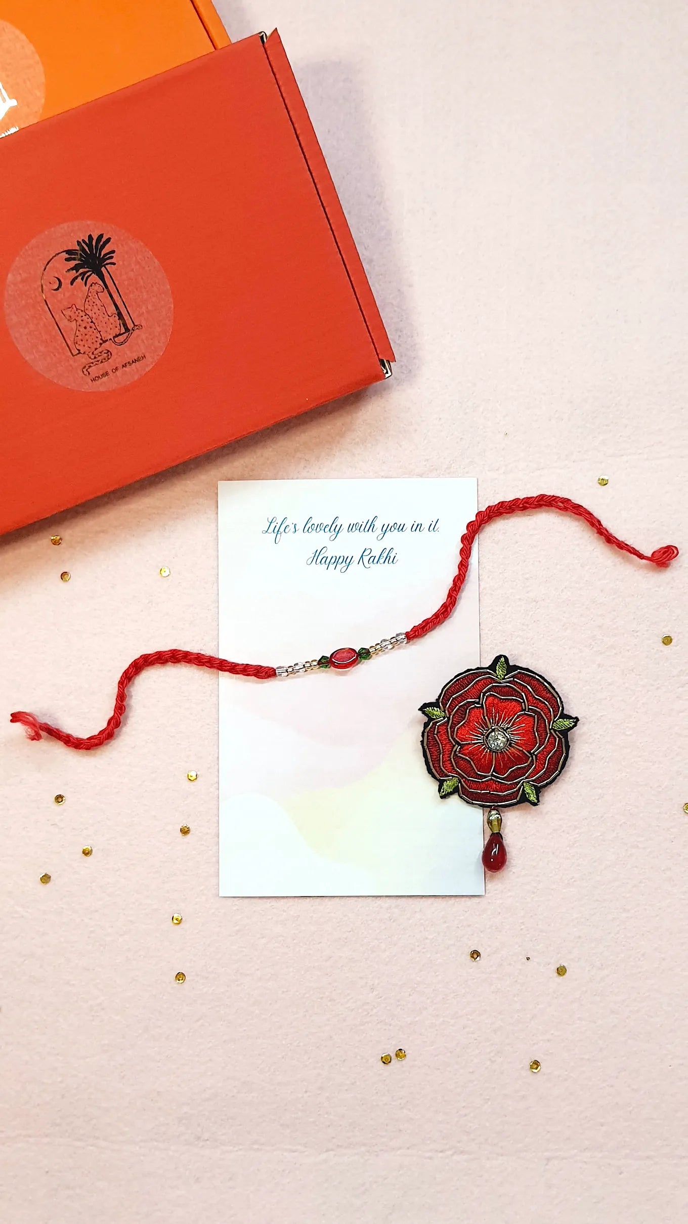 Petal Rakhi & Royal Rose Brooch