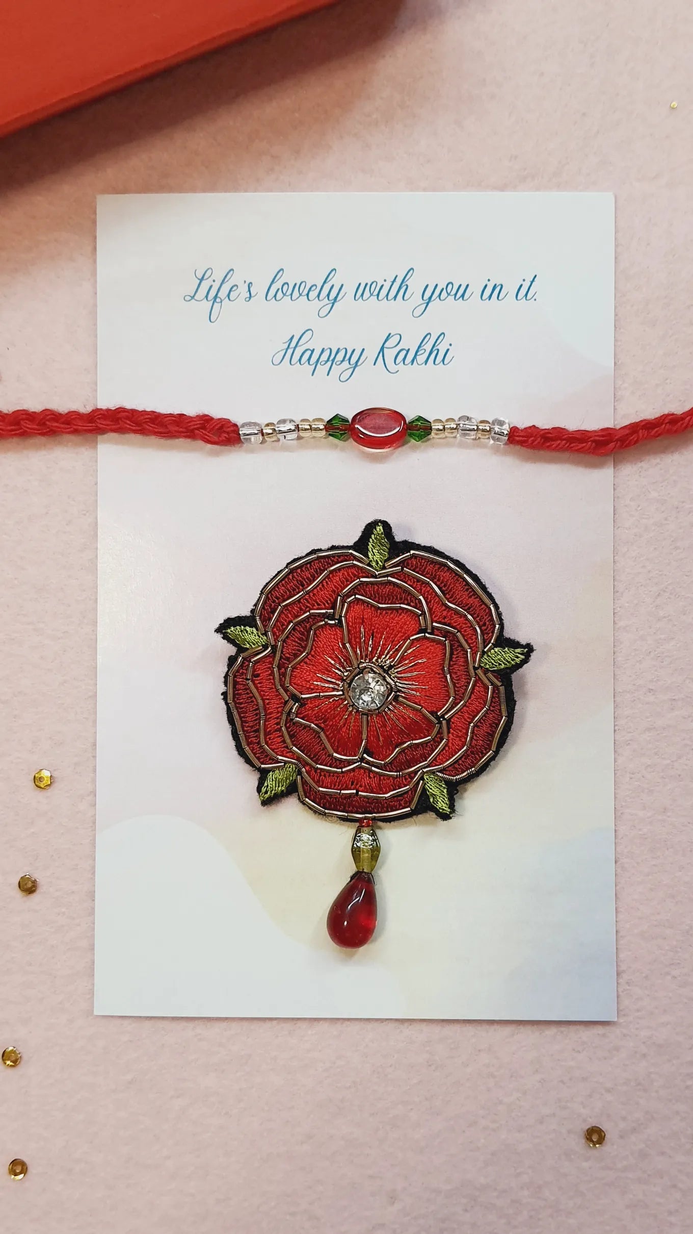 Petal Rakhi & Royal Rose Brooch