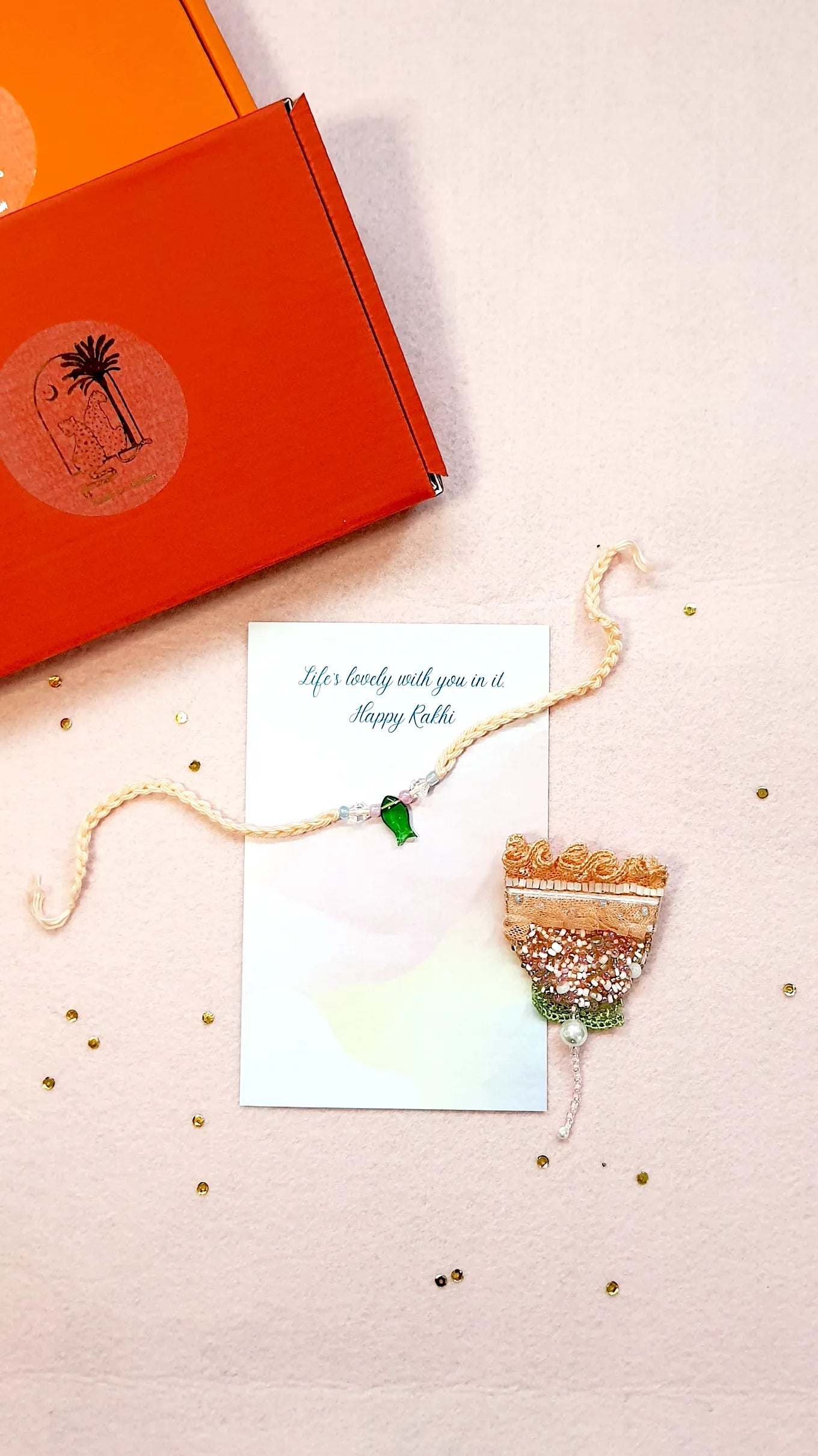 Matsya Rakhi & Lacy Tulip Brooch