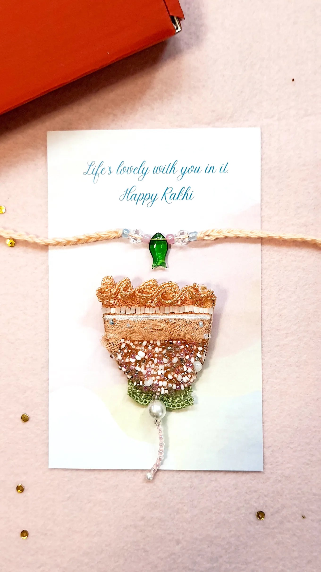 Matsya Rakhi & Lacy Tulip Brooch