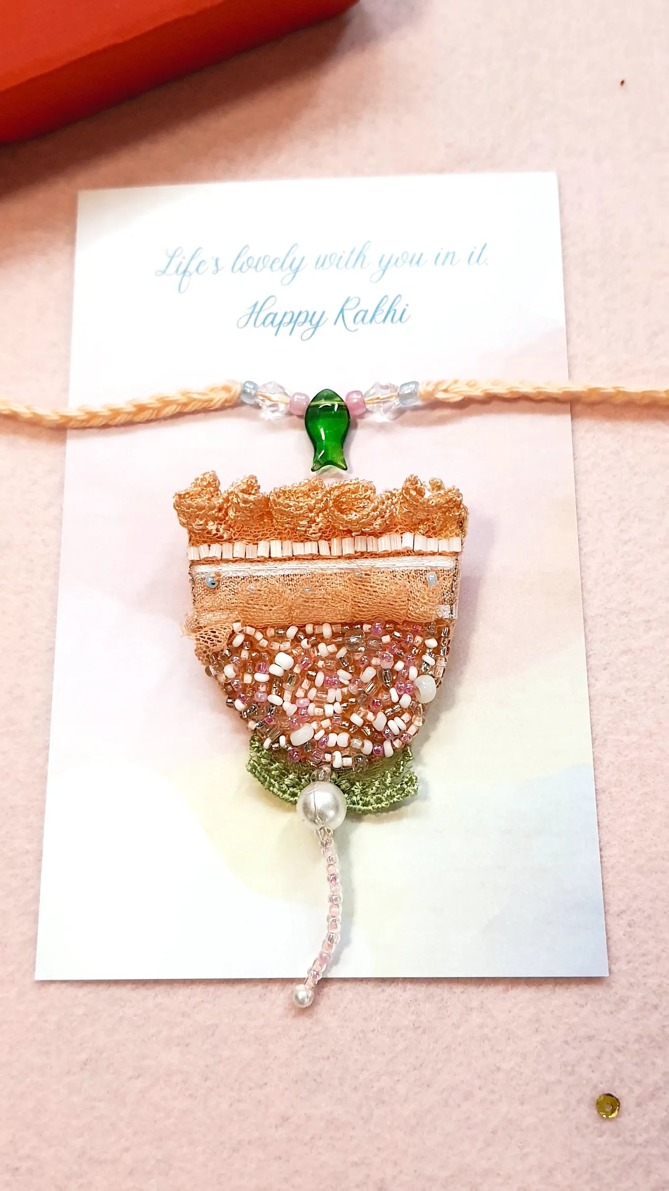 Matsya Rakhi & Lacy Tulip Brooch