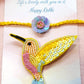 Phool Rakhi & Yellow Hummingbird Brooch