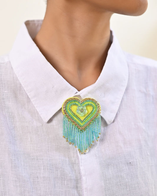 FRINGED FLORAL HEART (TURQUOISE)